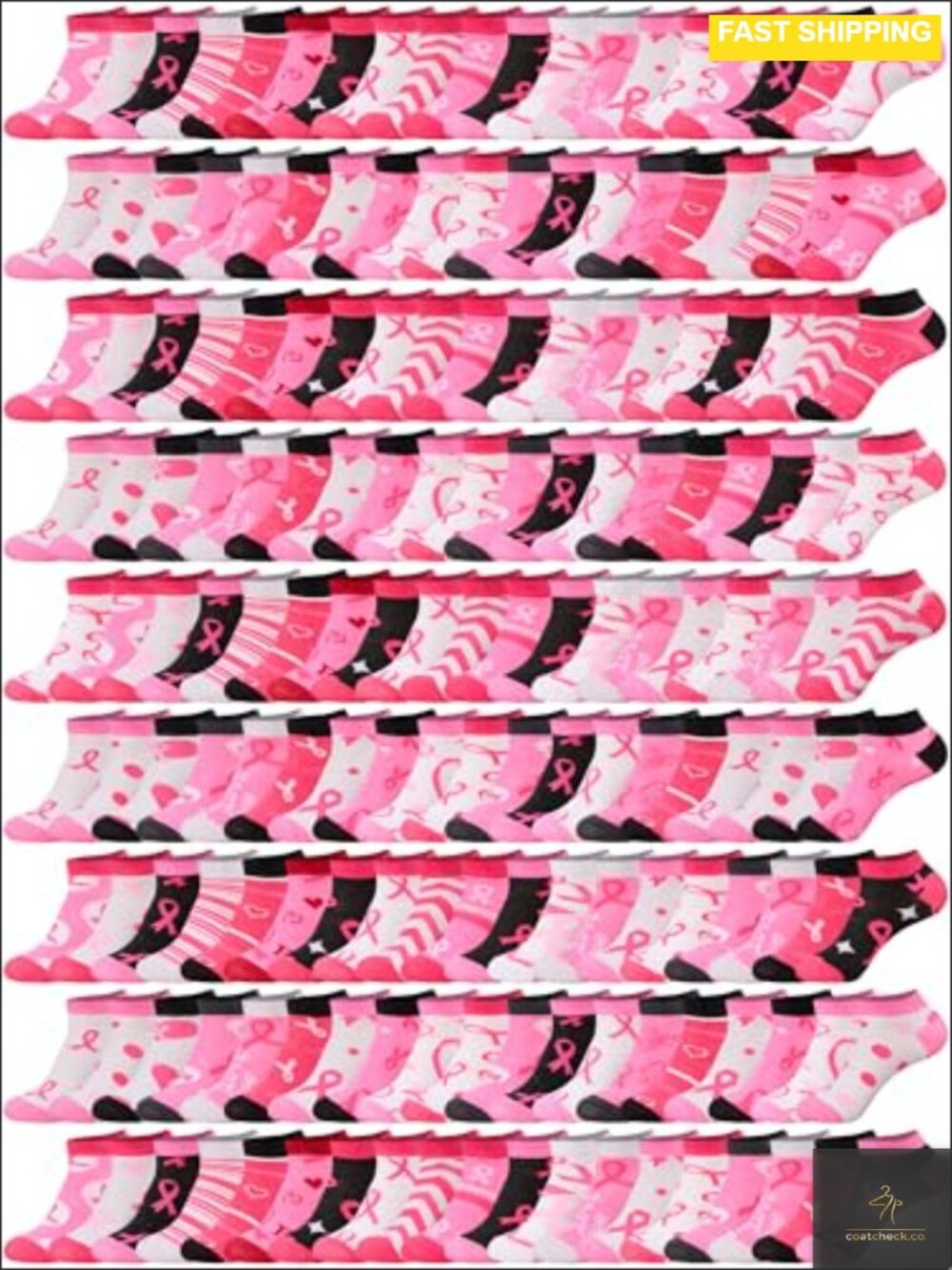 Breast Cancer Awareness Ankle Socks Polyester Pink Ribbon 180 Pairs